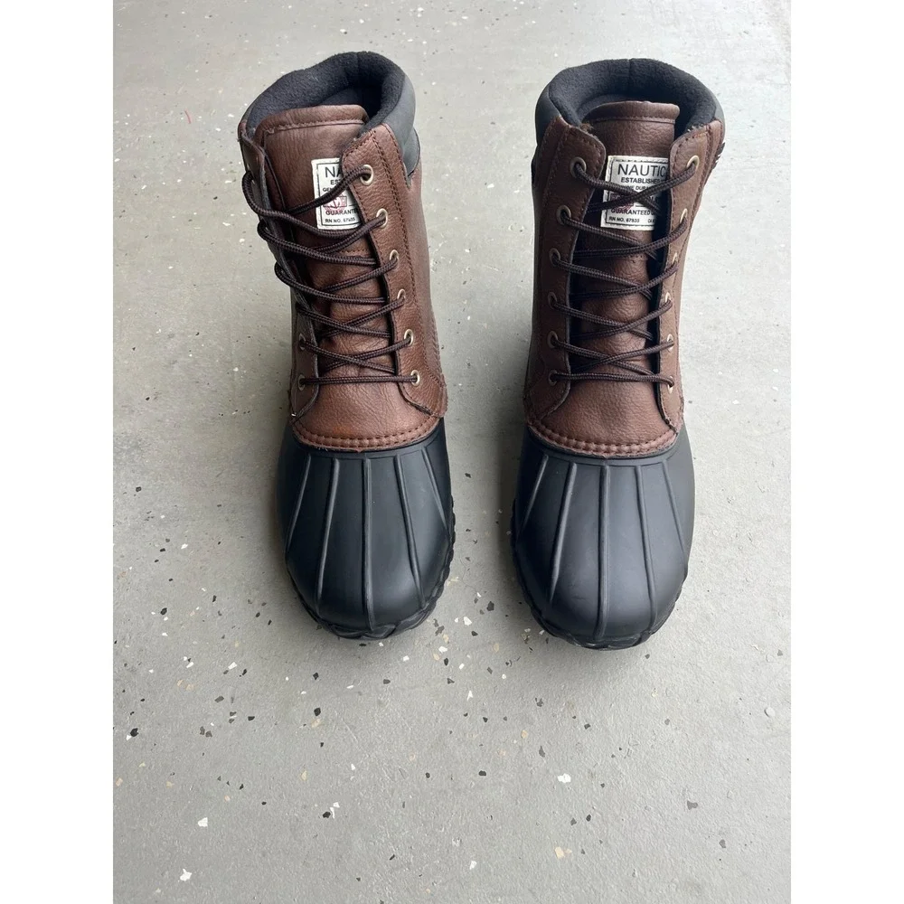 Nautica Channing Waterproof Duck Boots Mens 13 Brown Lace Up Insulated
